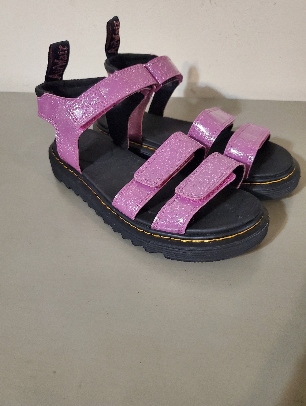 Dr Martens Klaire Pink Glitter Sandals Kids Girls Size US 6